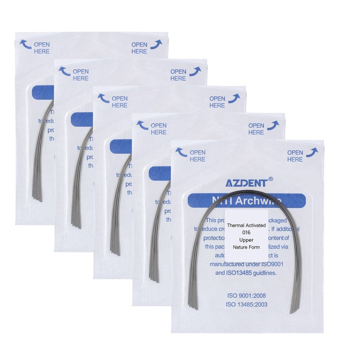 5 Packs AZDENT Thermal Active NiTi Archwire Natural Form Round 0.016 Upper 10pcs/Pack -azdentall.com