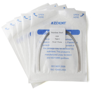 5 Packs AZDENT Archwire Stainless Steel Oval Form Round 0.018 Upper 10pcs/Pack - azdentall.com