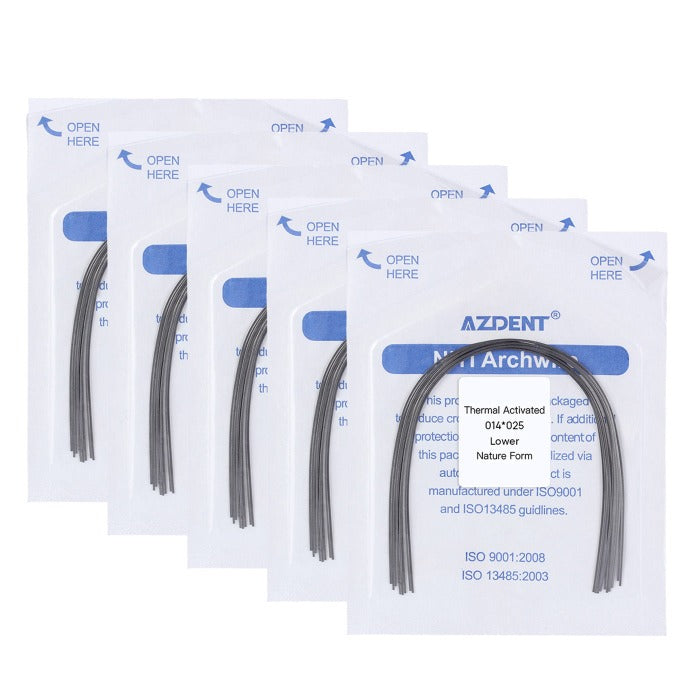 5 Packs AZDENT Thermal Active NiTi Archwire Natural Form Rectangular 0.014 x 0.025 Lower 10pcs/Pack - azdentall.com