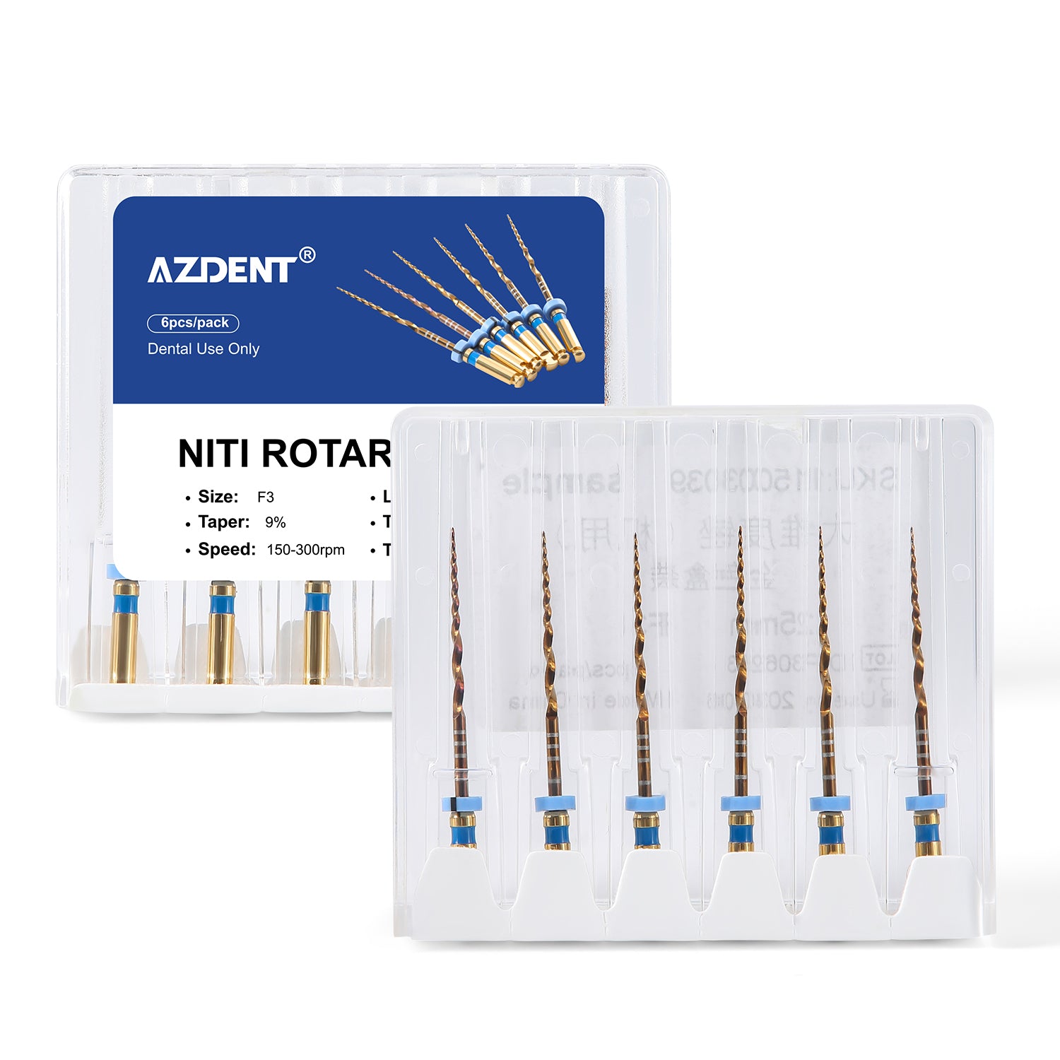 AZDENT Dental Large Taper NiTi Endo Rotary Files 25mm F3/F4/F5 6Pcs/Pack - azdentall.com