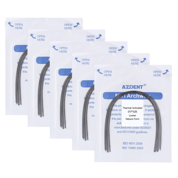5 Packs AZDENT Thermal Active NiTi Archwire Natural Form Rectangular 0.017 x 0.025 Lower 10pcs/Pack - azdentall.com