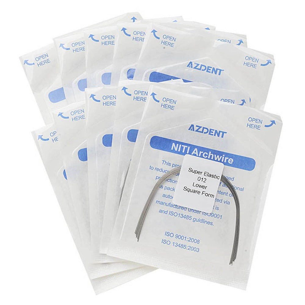 AZDENT Dental Orthodontic Archwires NiTi Super Elastic Square Round Full Size 10pcs/Pack - azdentall.com