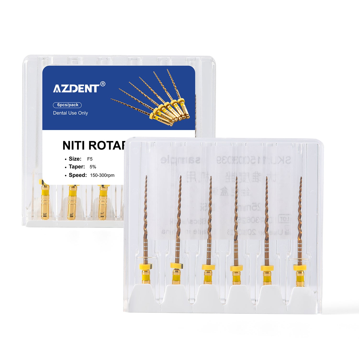 AZDENT Dental Large Taper NiTi Endo Rotary Files 25mm F3/F4/F5 6Pcs/Pack - azdentall.com