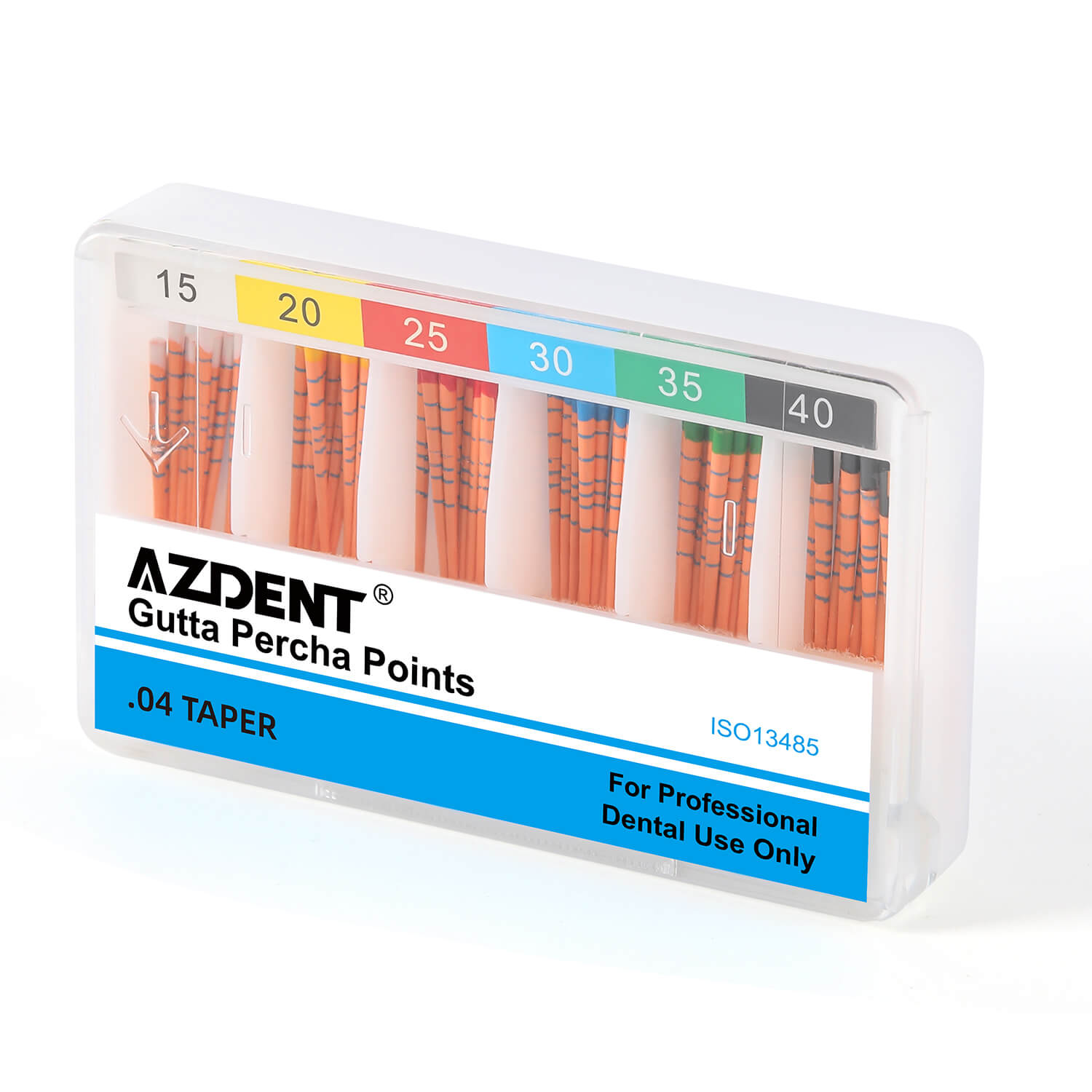 AZDENT Gutta Percha Points With Scale #15-40 Taper Size 0.04 Color Cod