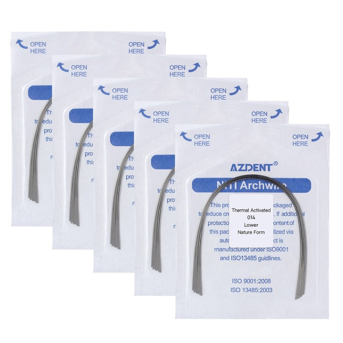 5 Packs AZDENT Thermal Active NiTi Archwire Natural Form Round 0.014 Lower 10pcs/Pack -azdentall.com