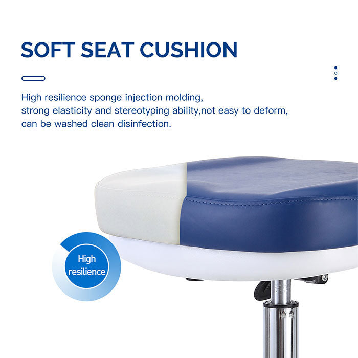 Dental Doctor Stool Adjustable Height Hydraulic Stool With Wheels Soft Seat Cushion Blue - azdentall.com