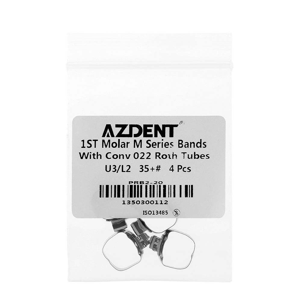 AZDENT Dental Orthodontic Buccal Tube Band 1st 35+# Roth .022 U3/L2 4pcs/Kit