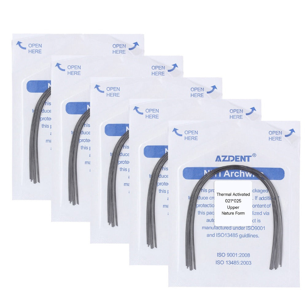 5 Packs AZDENT Thermal Active NiTi Archwire Natural Form Rectangular 0.021 x 0.025 Upper 10pcs/Pack - azdentall.com