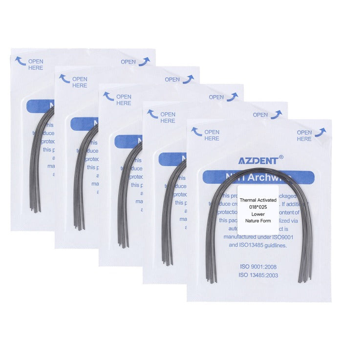 5 Packs AZDENT Thermal Active NiTi Archwire Natural Form Rectangular 0.018 x 0.025 Lower 10pcs/Pack - azdentall.com