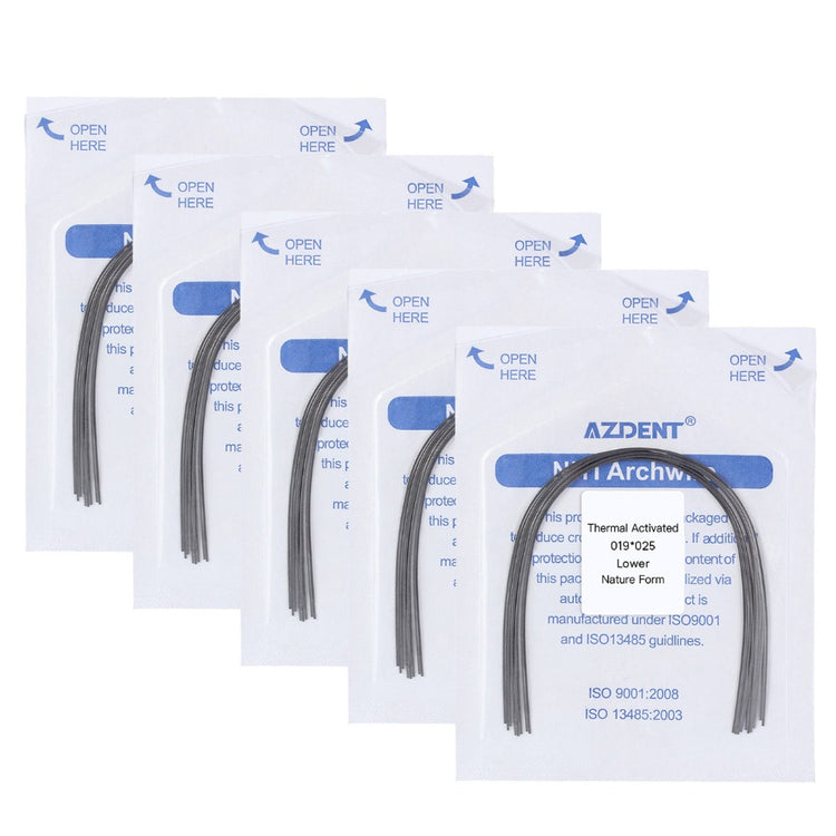 5 Packs AZDENT Thermal Active NiTi Archwire Natural Form Rectangular 0.019 x 0.025 Lower 10pcs/Pack - azdentall.com