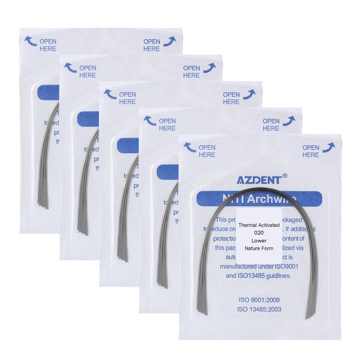 5 Packs AZDENT Thermal Active NiTi Archwire Natural Form Round 0.020 Lower 10pcs/Pack -azdentall.com