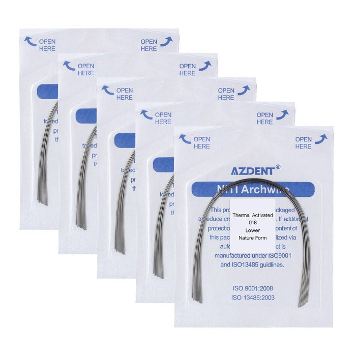5 Packs AZDENT Thermal Active NiTi Archwire Natural Form Round 0.018 Lower 10pcs/Pack -azdentall.com