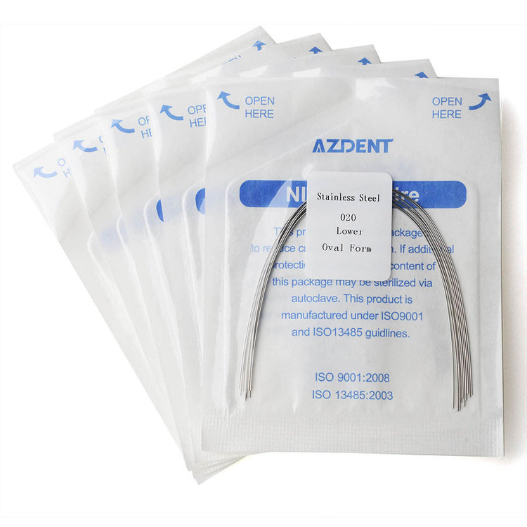 5 Packs AZDENT Archwire Stainless Steel Oval Form Round 0.020 Lower 10pcs/Pack - azdentall.com