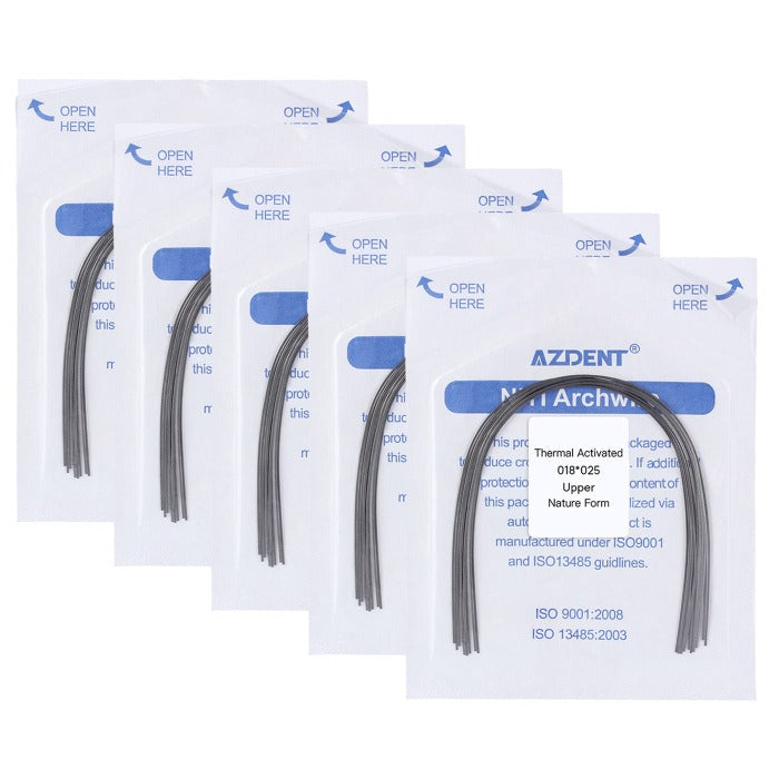 5 Packs AZDENT Thermal Active NiTi Archwire Natural Form Rectangular 0.018 x 0.025 Upper 10pcs/Pack - azdentall.com
