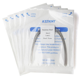 5 Packs AZDENT Archwire Stainless Steel Oval Form Rectangular 0.018 x 0.022 Lower 10pcs/Pack - azdentall.com