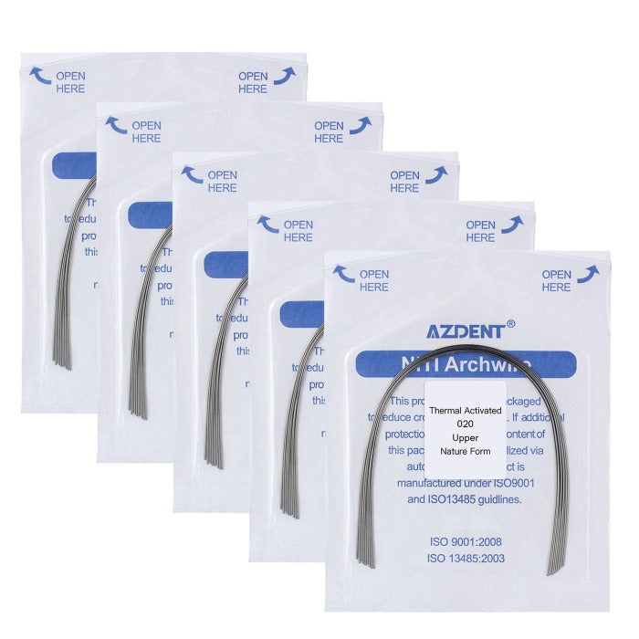 5 Packs AZDENT Thermal Active NiTi Archwire Natural Form Round 0.020 Upper 10pcs/Pack -azdentall.com
