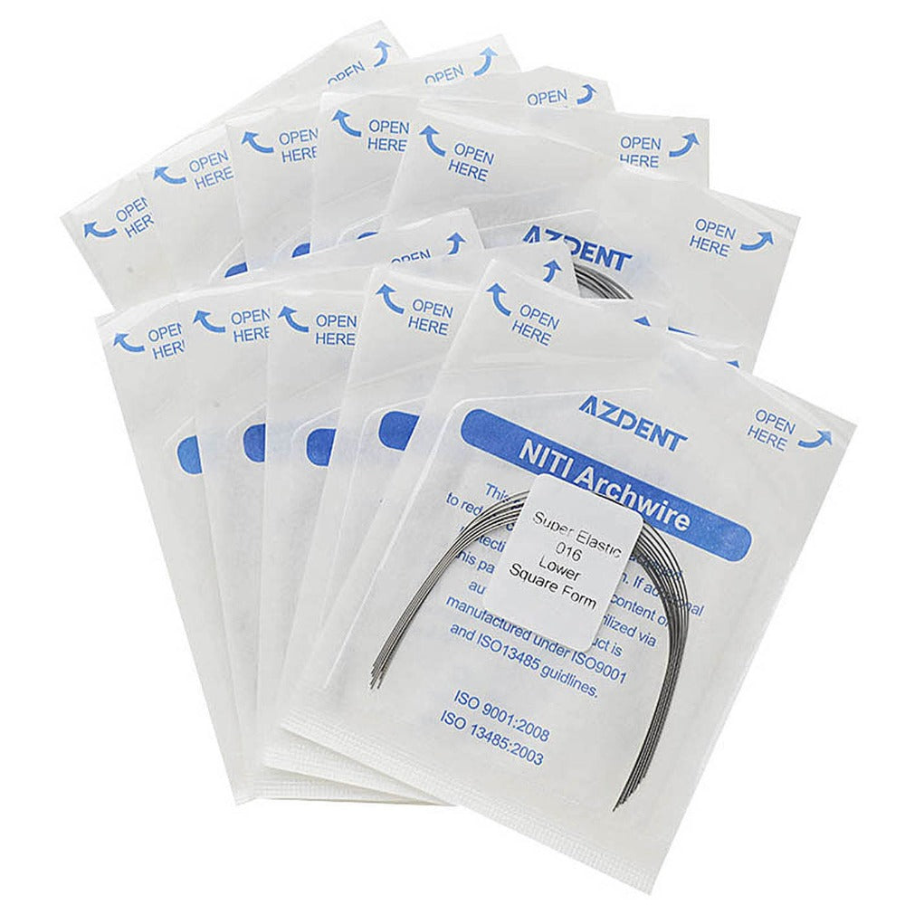 AZDENT Dental Orthodontic Arch Wire NiTi Super Elastic Square Form Round 0.016 Lower 10pcs/Pack - azdentall.com