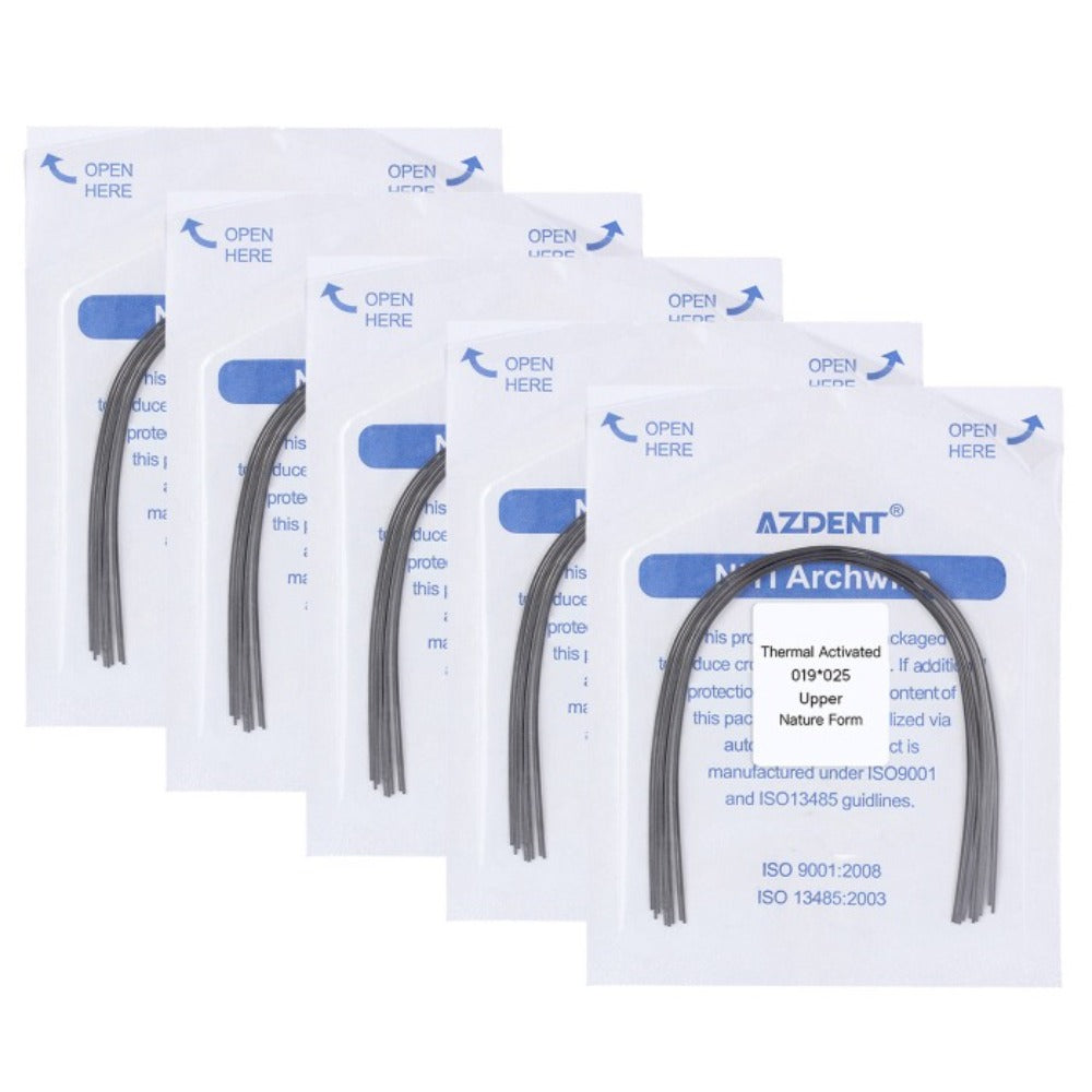 5 Packs AZDENT Thermal Active NiTi Archwire Natural Form Rectangular 0.019 x 0.025 Upper 10pcs/Pack - azdentall.com