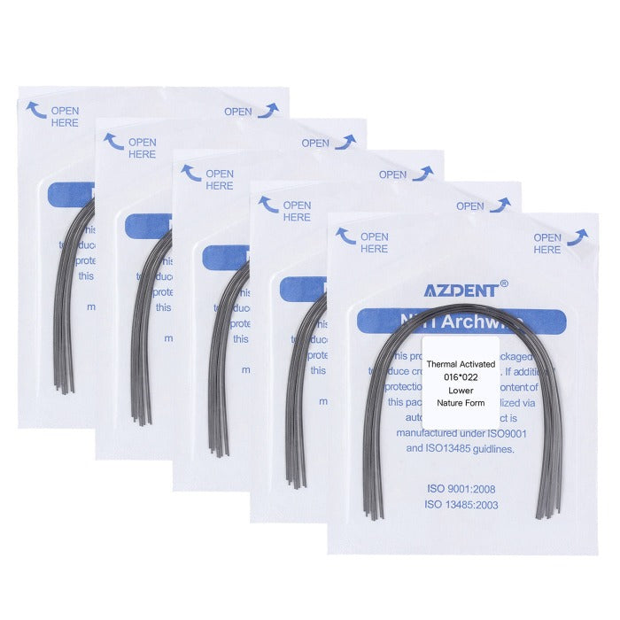 5 Packs AZDENT Thermal Active NiTi Archwire Natural Form Rectangular 0.016 x 0.022 Lower 10pcs/Pack - azdentall.com