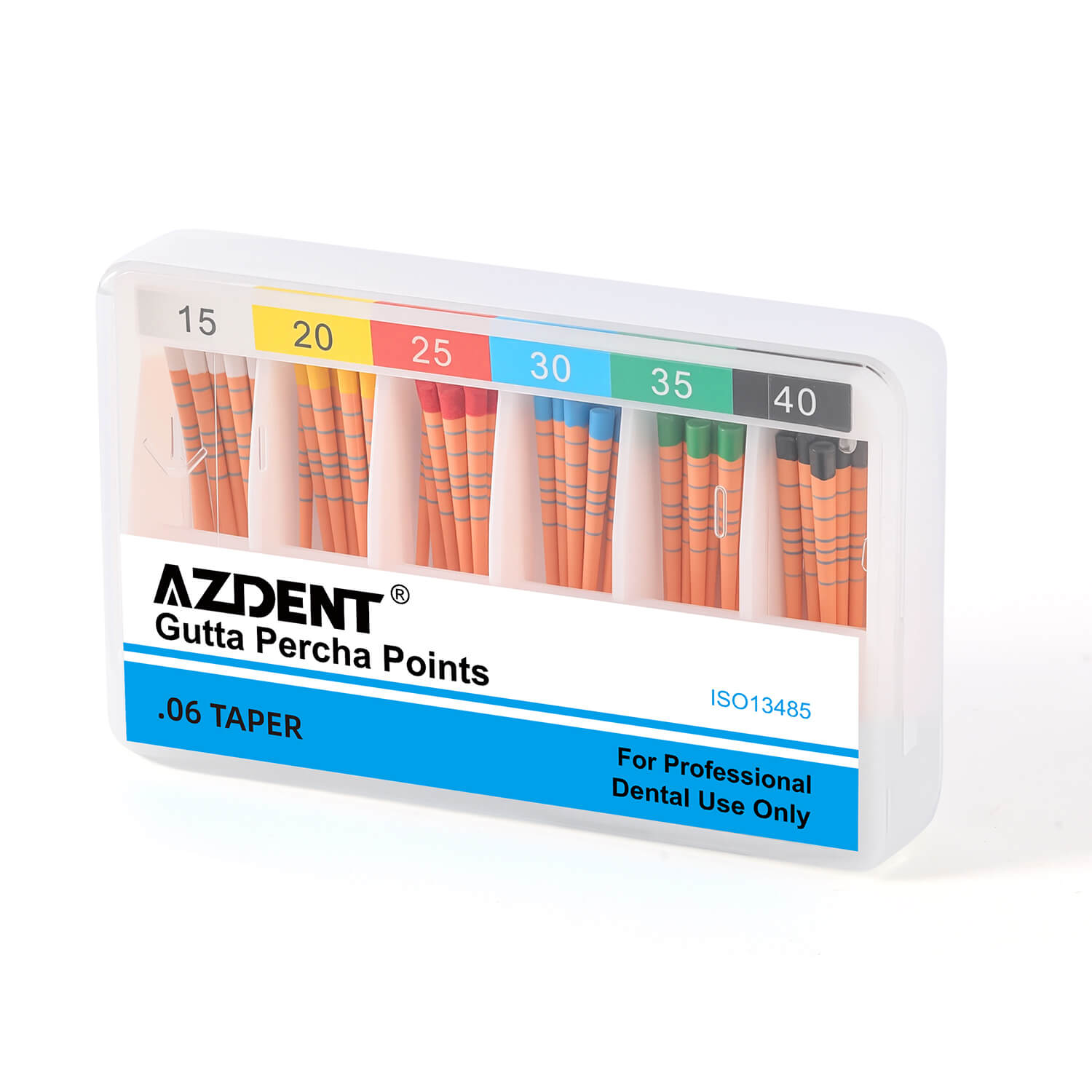 AZDENT Gutta Percha Points With Scale #15-40 Taper Size 0.06 Color Coded 60/Box - azdentall.com