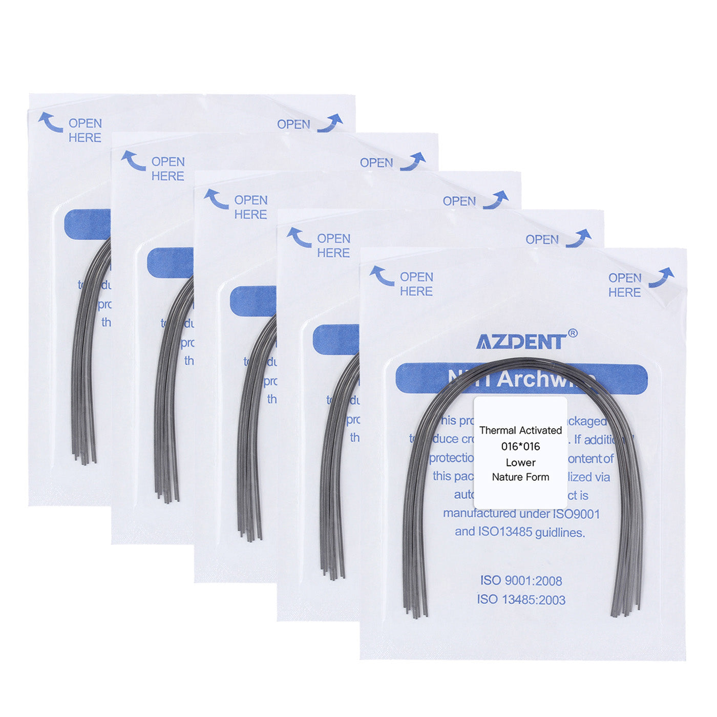 5 Packs AZDENT Thermal Active NiTi Archwire Natural Form Rectangular 0.016 x 0.016 Lower 10pcs/Pack - azdentall.com