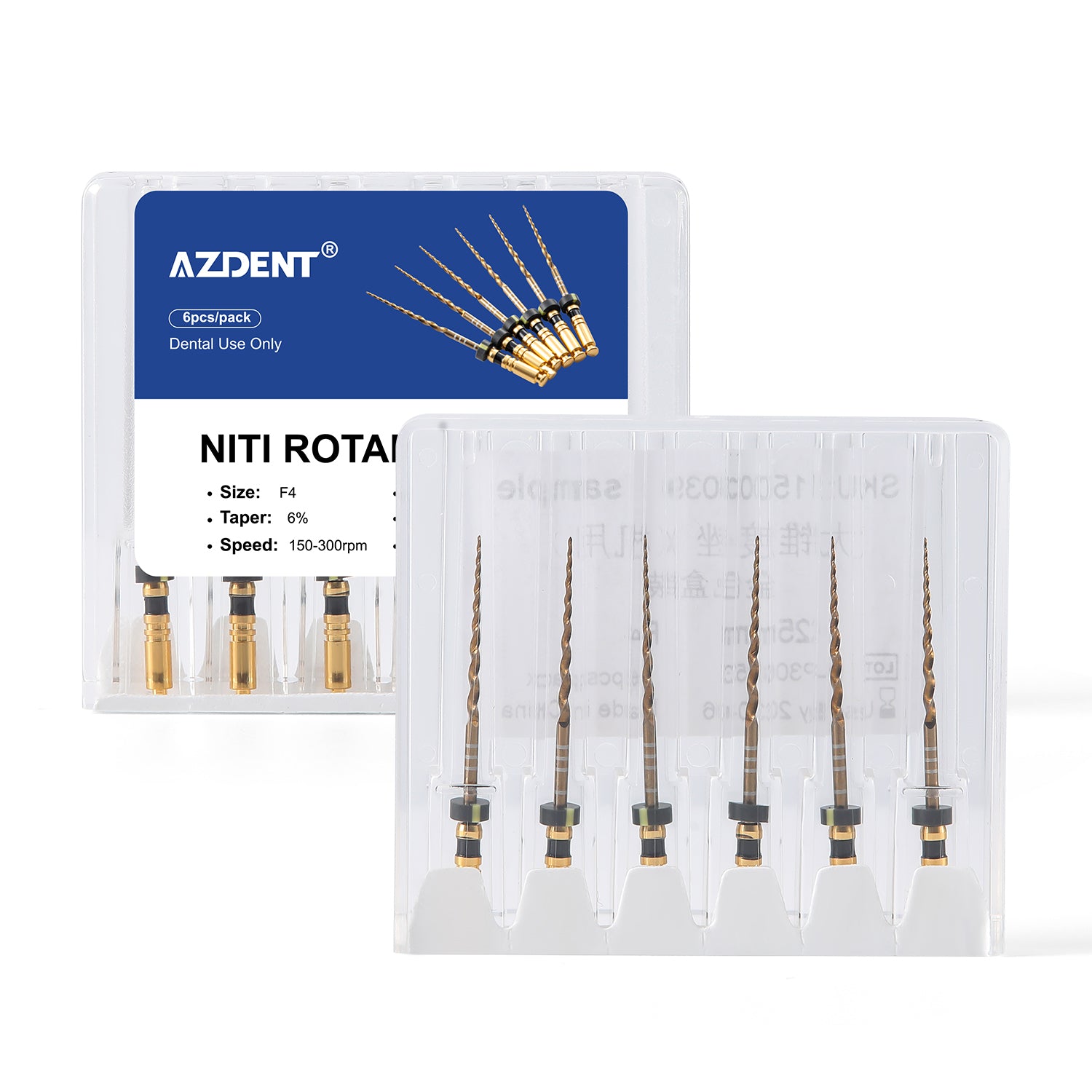 AZDENT Dental Large Taper NiTi Endo Rotary Files 25mm F3/F4/F5 6Pcs/Pack - azdentall.com