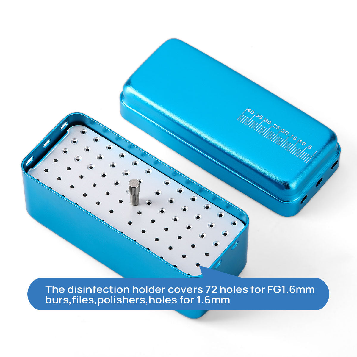 Dental Disinfection Box Holder Aluminum 72 Holes for FG 1.6mm Burs Files Polishers Blue - azdentall.com