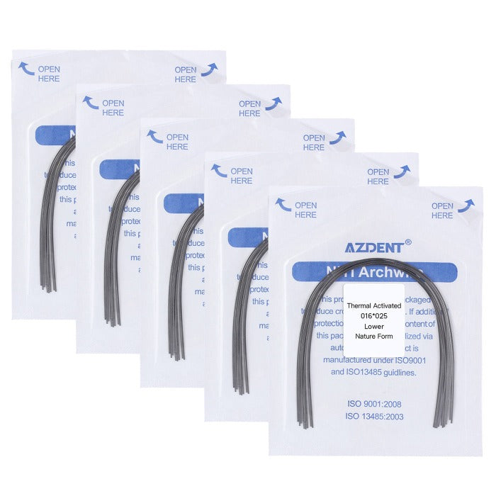 5 Packs AZDENT Thermal Active NiTi Archwire Natural Form Rectangular 0.016 x 0.025 Lower 10pcs/Pack - azdentall.com