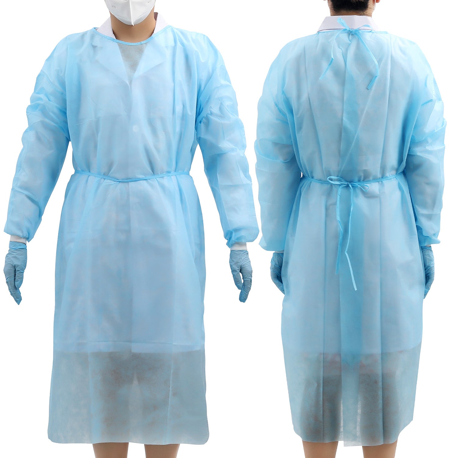 Disposable Isolation Gowns PP Medical Gowns Long with Knitted Cuffs Blue - azdentall.com