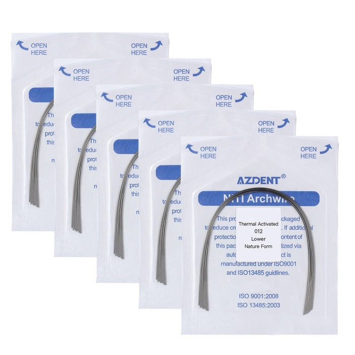 5 Packs AZDENT Thermal Active NiTi Archwire Natural Form Round 0.012 Lower 10pcs/Pack -azdentall.com