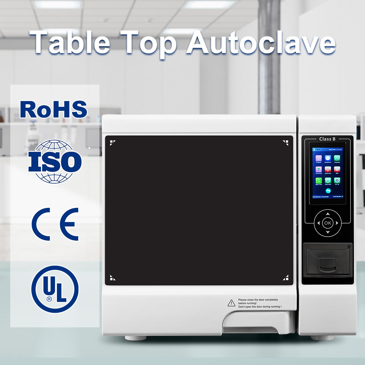 Dental Autoclave Steam Sterilizer Table Top LCD Built-in Printer Class B Dry Function 22L - azdentall.com