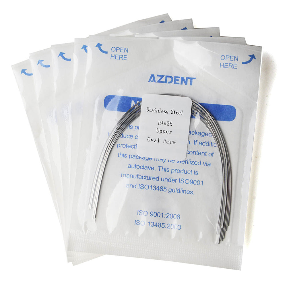 5 Packs AZDENT Archwire Stainless Steel Oval Form Rectangular 0.019 x 0.025 Upper 10pcs/Pack - azdentall.com