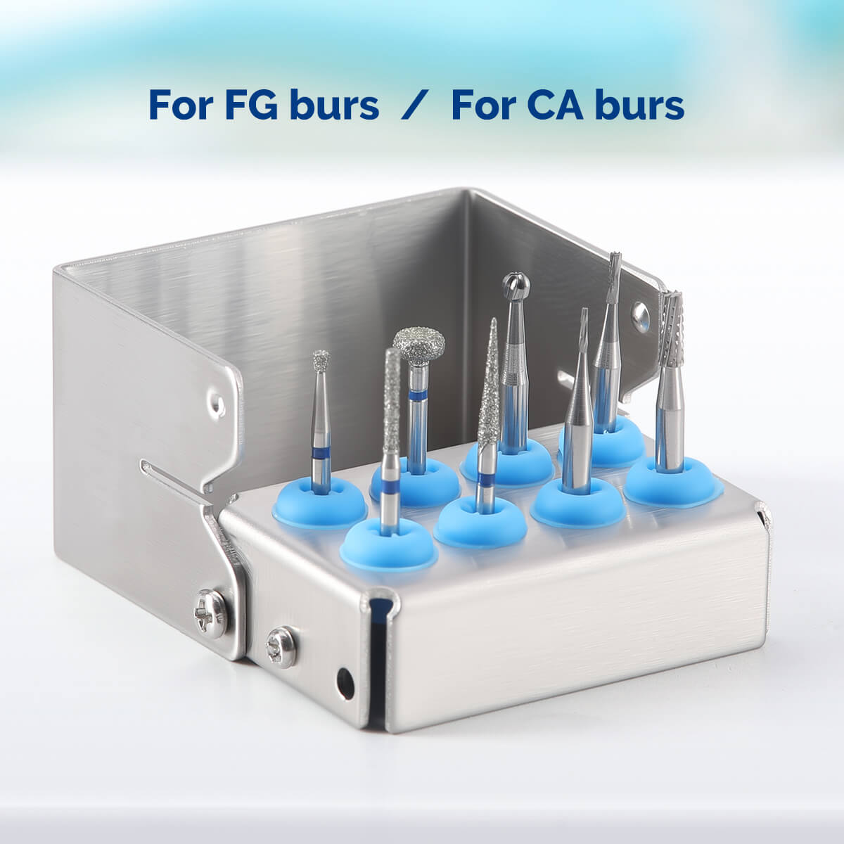 Dental Burs Holder Block Disinfection Box Stainless Steel 8 Holes - azdentall.com