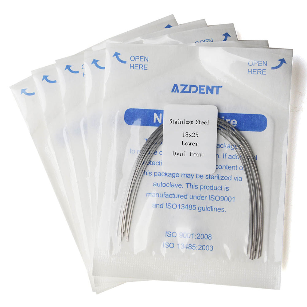 5 Packs AZDENT Archwire Stainless Steel Oval Form Rectangular 0.018 x 0.025 Lower 10pcs/Pack - azdentall.com