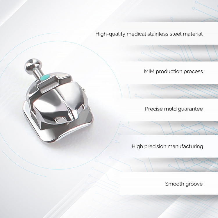 AZDENT Dental Orthodontic Self-Ligating Brackets Spherical Monoblock Roth/MBT .022 Hooks On 345 With Buccal Tube 24pcs/Box - azdentall.com