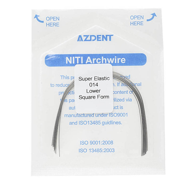 AZDENT Dental Orthodontic Archwire NiTi Super Elastic Square Form Round 0.014 Lower 10pcs/Pack - azdentall.com