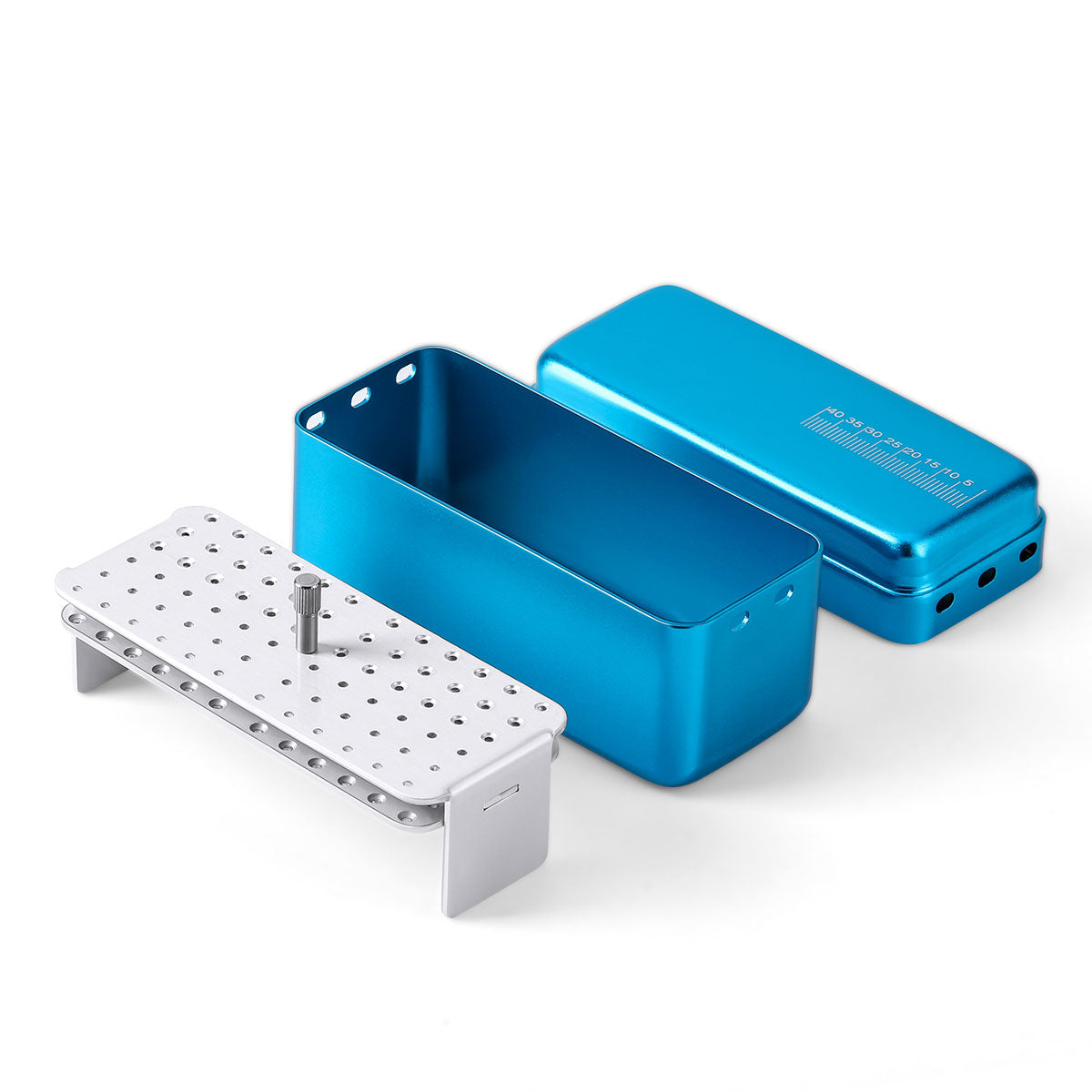 Dental Disinfection Box Holder Aluminum 72 Holes for FG 1.6mm Burs Files Polishers Blue - azdentall.com