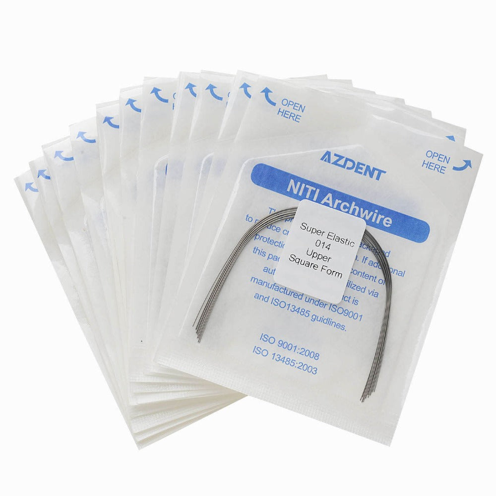 AZDENT Dental Orthodontic Archwires NiTi Super Elastic Square Round Full Size 10pcs/Pack - azdentall.com