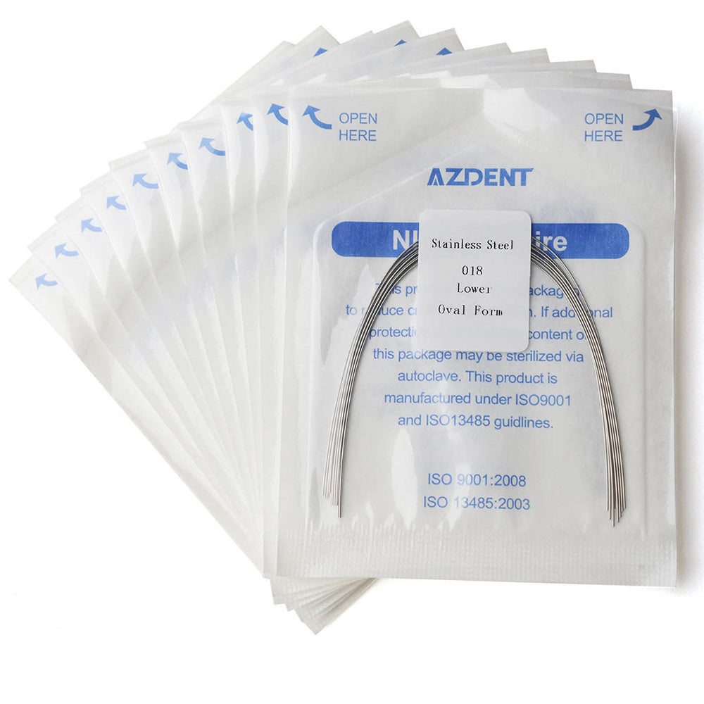 10 Packs AZDENT Archwire Stainless Steel Oval Form Round 0.018 Lower 10pcs/Pack - azdentall.com