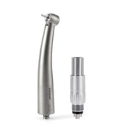 Dental LED Fiber Optic High Speed Handpiece Titanium Standard Head Push Button Four Water Spray / 6 Holes Quick Coupler - azdentall.com