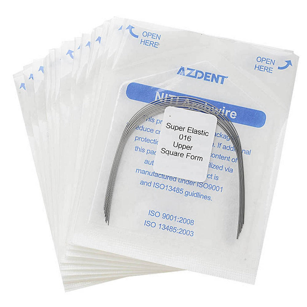 AZDENT Dental Orthodontic Archwires NiTi Super Elastic Square Round Full Size 10pcs/Pack - azdentall.com