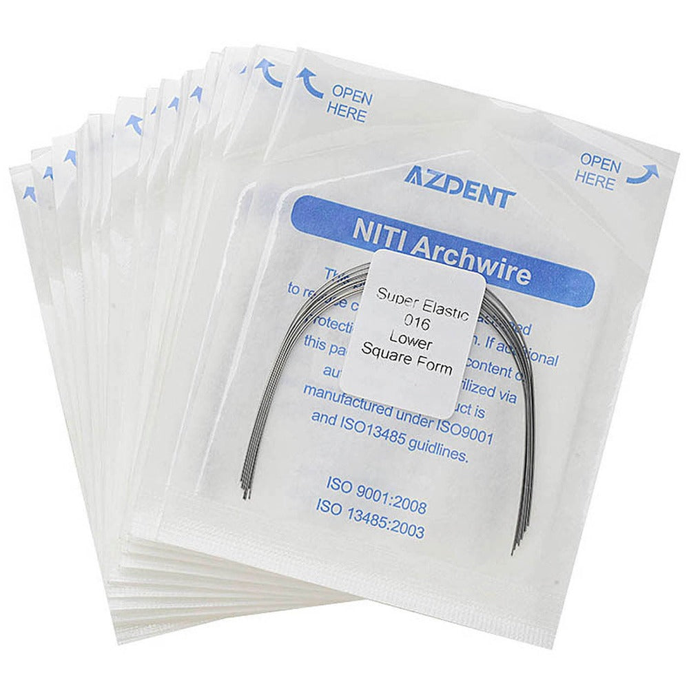 AZDENT Dental Orthodontic Arch Wire NiTi Super Elastic Square Form Round 0.016 Lower 10pcs/Pack - azdentall.com