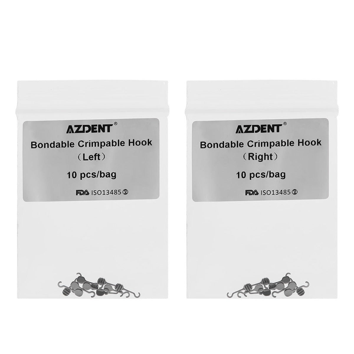 AZDENT Dental Orthodontic Bondable Crimpable Long Hooks Right/Left 10pcs/Pack - azdentall.com
