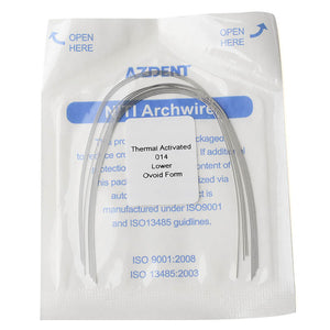 AZDENT Thermal Active NiTi Arch Wire Ovoid Form Round 0.014 Lower 10pcs/Pack - azdentall.com