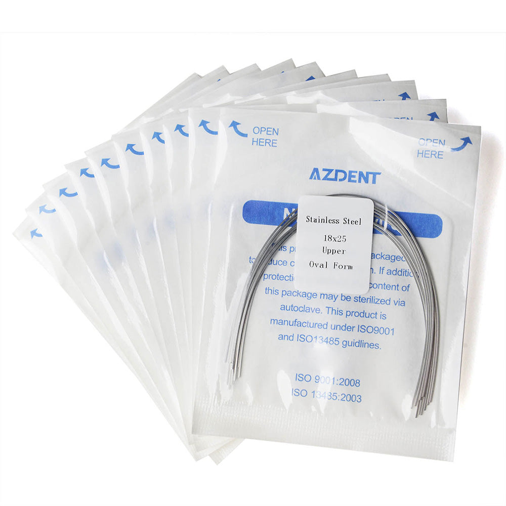 10 Packs AZDENT Archwire Stainless Steel Oval Form Rectangular 0.018 x 0.025 Upper 10pcs/Pack - azdentall.com