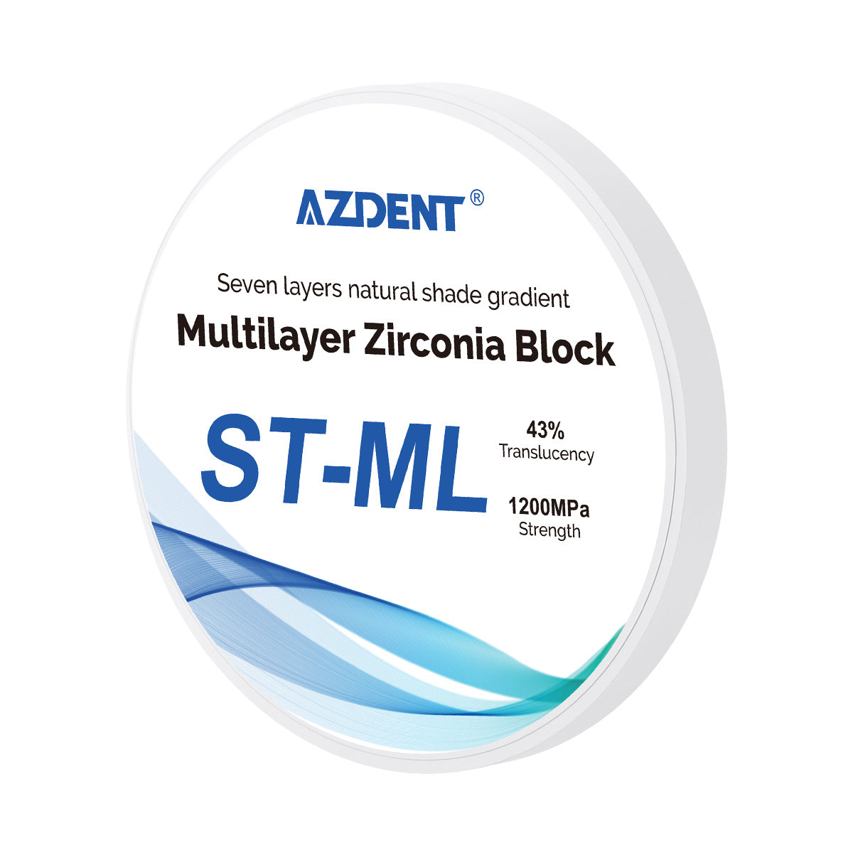 AZDENT Dental ST-ML Multilayer Zirconia Block Seven Layers Natural Shade Gradient 98mm - azdentall.com