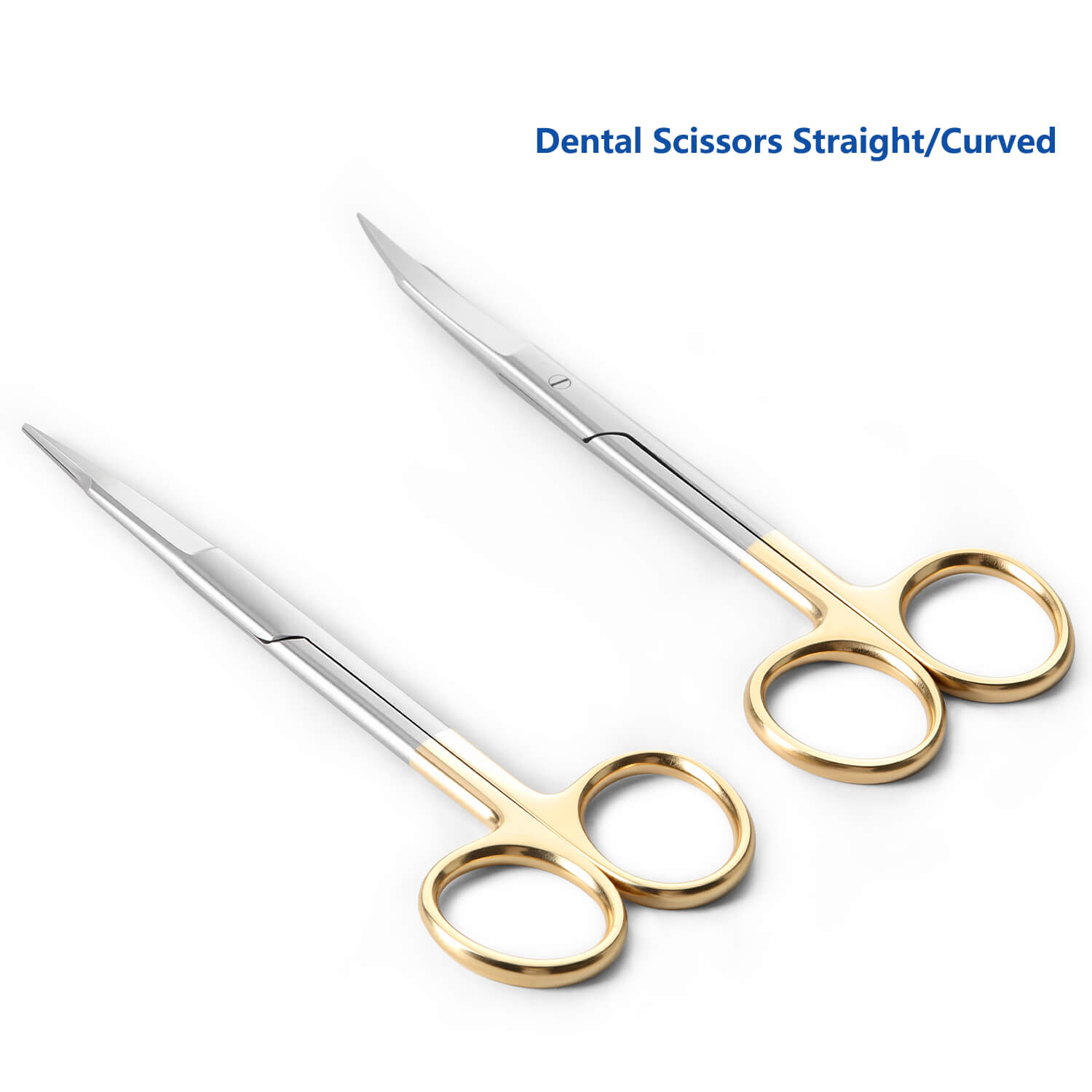 Dental Surgical Scissors 13cm Straight/Curved Tip Gold Handle - azdentall.com