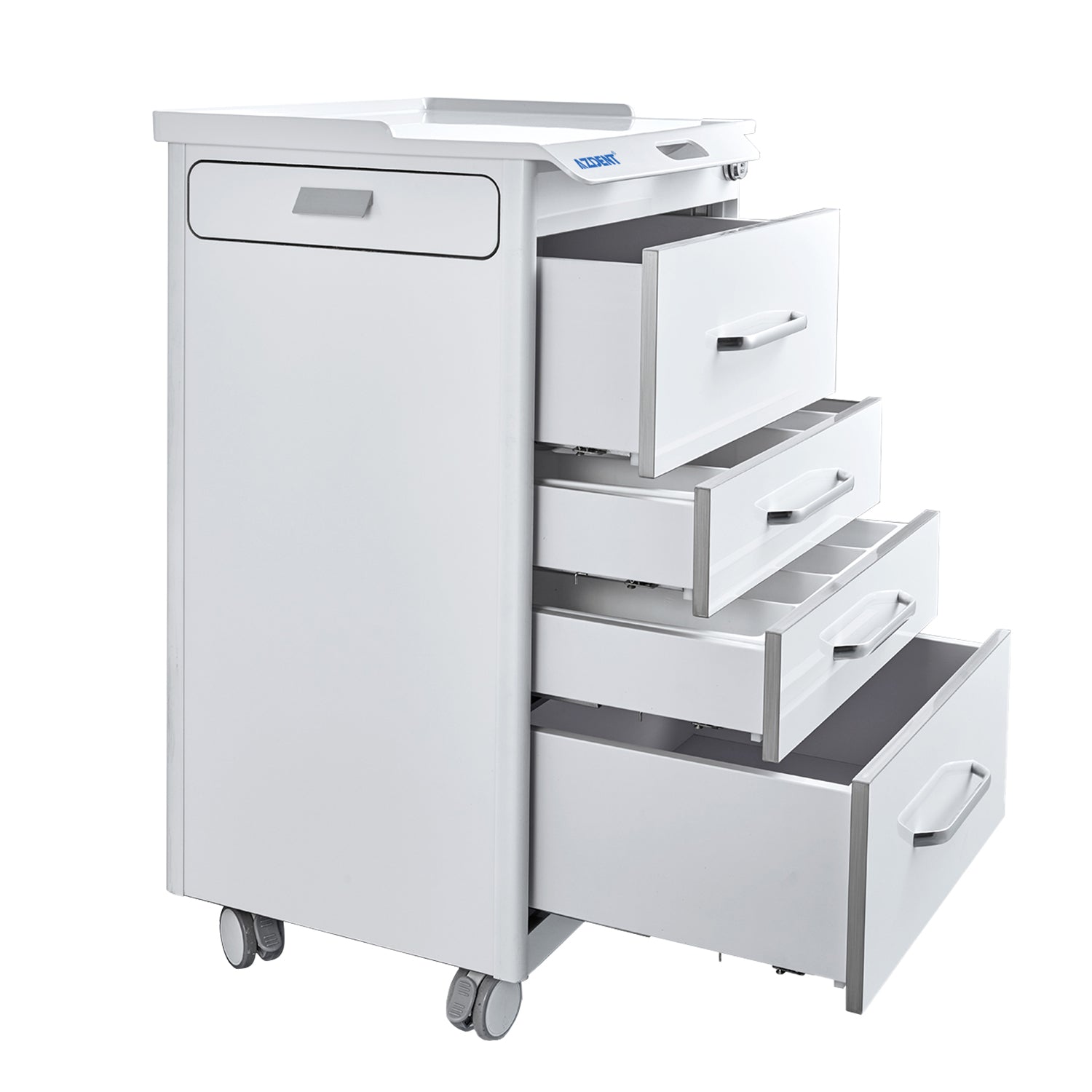 AZDENT Dental Mobile Cabinet Cart 5 Drawers with Hidden Side Auxiliary Drawer Secure Lock Power Socket - azdentall.com