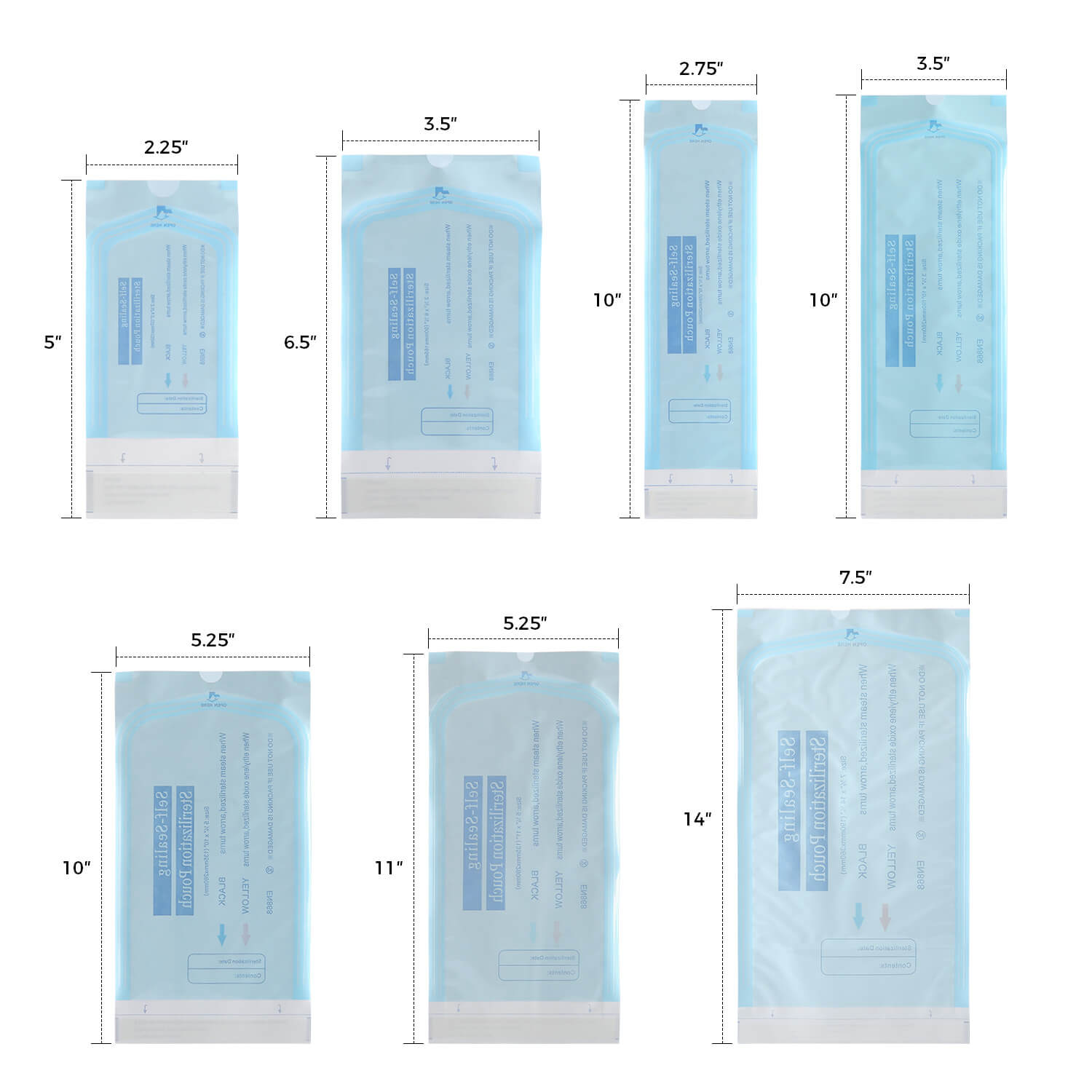 Dental Self-Sealing Sterilization Pouch 7 Sizes 200pcs/Box - azdentall.com