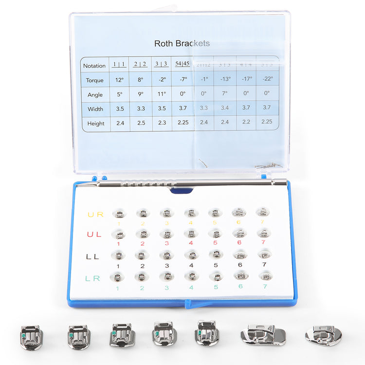 AZDENT Metal Self-Ligating Brackets with Buccal Tube Roth/MBT 3-4-5 Hook 28pcs /kit - azdentall.com